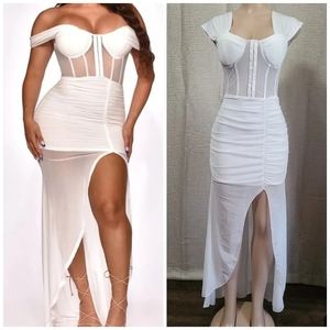 Fashion White mesh maxi  dress new size M, stretch Material. PRICE TODAY ONLY 🚨